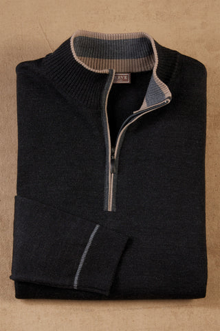 Patrick James Piping Trim Mock 1/4 Zip Sweater