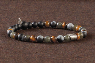 Kenton Michael Sterling Coil Mixed Gemstones Bracelet