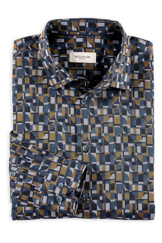 Bugatchi Long Sleeve Geo Shirt