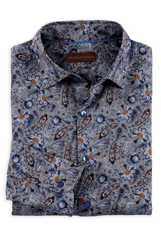 Patrick James Long Sleeve Paisley Cashmere Shirt