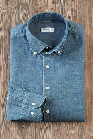 Peter Millar Long Sleeve Devonport Chambray Shirt