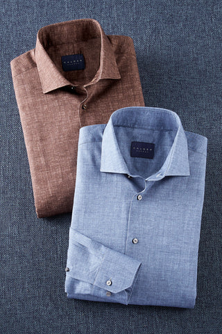 Calder Long Sleeve Solid Printed Twill Shirt