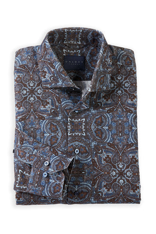 Calder Long Sleeve Paisley Baby Cord Shirt