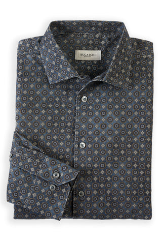 Bugatchi Long Sleeve Medallion Baby Cord Shirt
