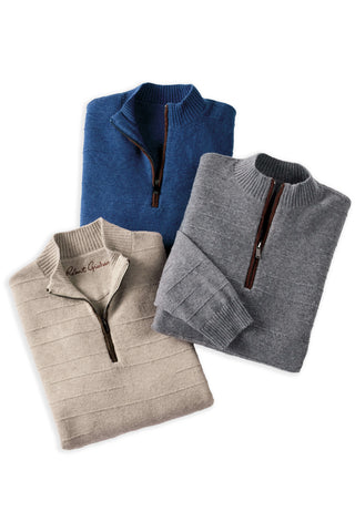 Robert Graham Poggio Jacquard Knit 1/4 Zip Sweater