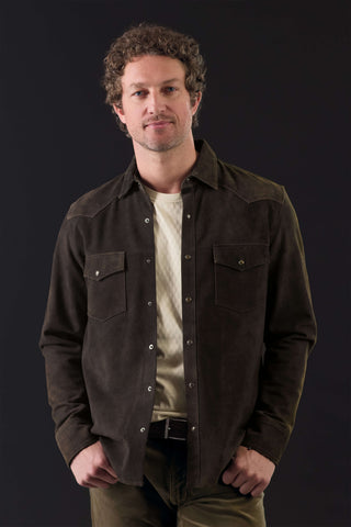 Robert Graham Marstow Suede Snap Front Shirt Jacket