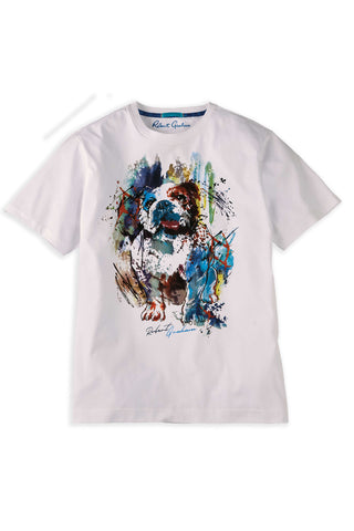 Robert Graham Short Sleeve Ruff Sketch Dog Crew Tee