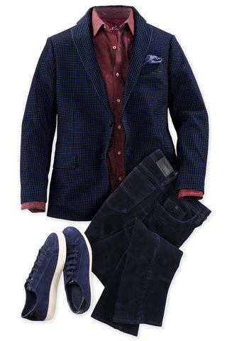 Robert Graham Somerton Neat Velvet 2 Buton Sport Coat - Navy