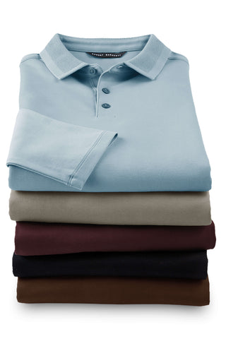 Robert Barakett Long Sleeve Georgia Textured Collar Polo