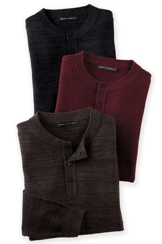 Robert Barakett Long Sleeve Aranda Merino Space Dye 3 Button Shirt