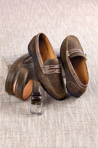 Martin Dingman Bill Wr Suede Penny Slip-On