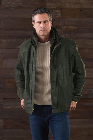Remy Leather 3/4 Length Leather With Shearling Zip Coat