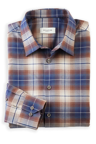 Bugatchi Long Sleeve Shadow Plaid Shirt