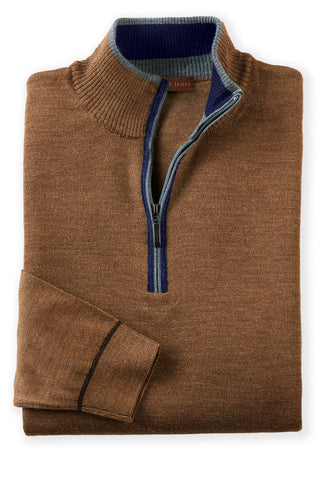 Patrick James Piping Trim Mock 1/4 Zip Sweater
