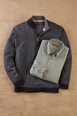 Patrick James Wide Herringbone Mock 1/4 Zip