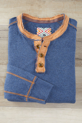 True Grit Double Layer Henley - Indigo
