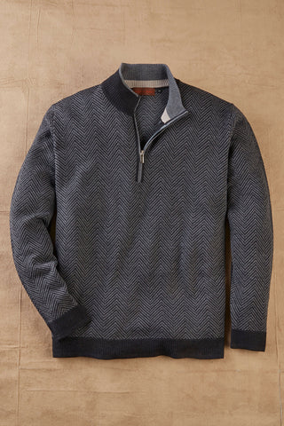 Patrick James Wide Herringbone Mock 1/4 Zip