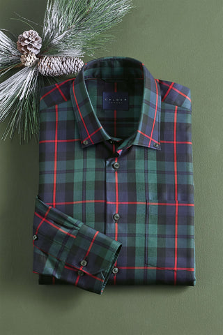 Calder Long Sleeve Button Down Holiday Luxury Tartan Plaid Shirt