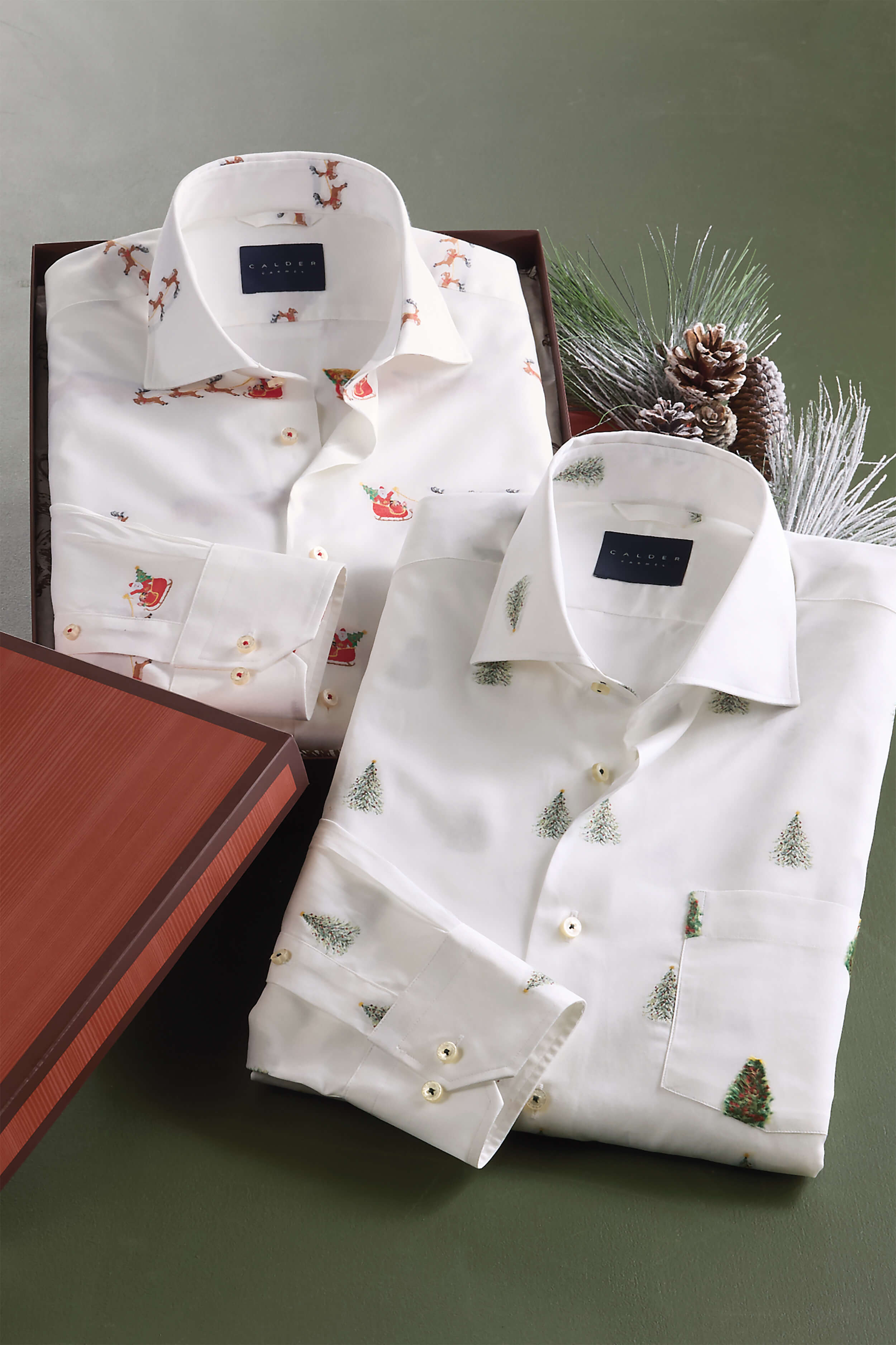 Calder Long Sleeve Spread Collar Santa and Sleigh Shirt Patrick James Calder Long Sleeve Spread Collar Santa and Sleigh Shirt Patrick James