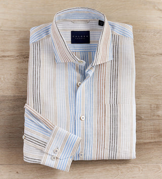 Calder Carmel Awning Stripe Long Sleeve Shirt