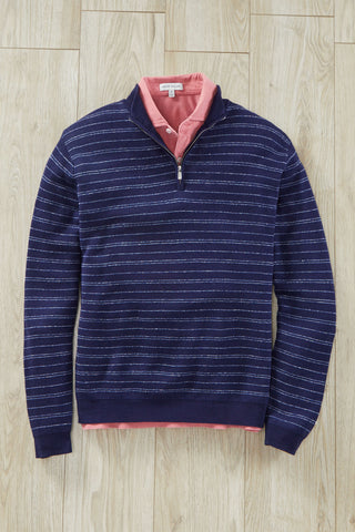 Peter Millar Saratoga Stripe Quarter Zip Sweater