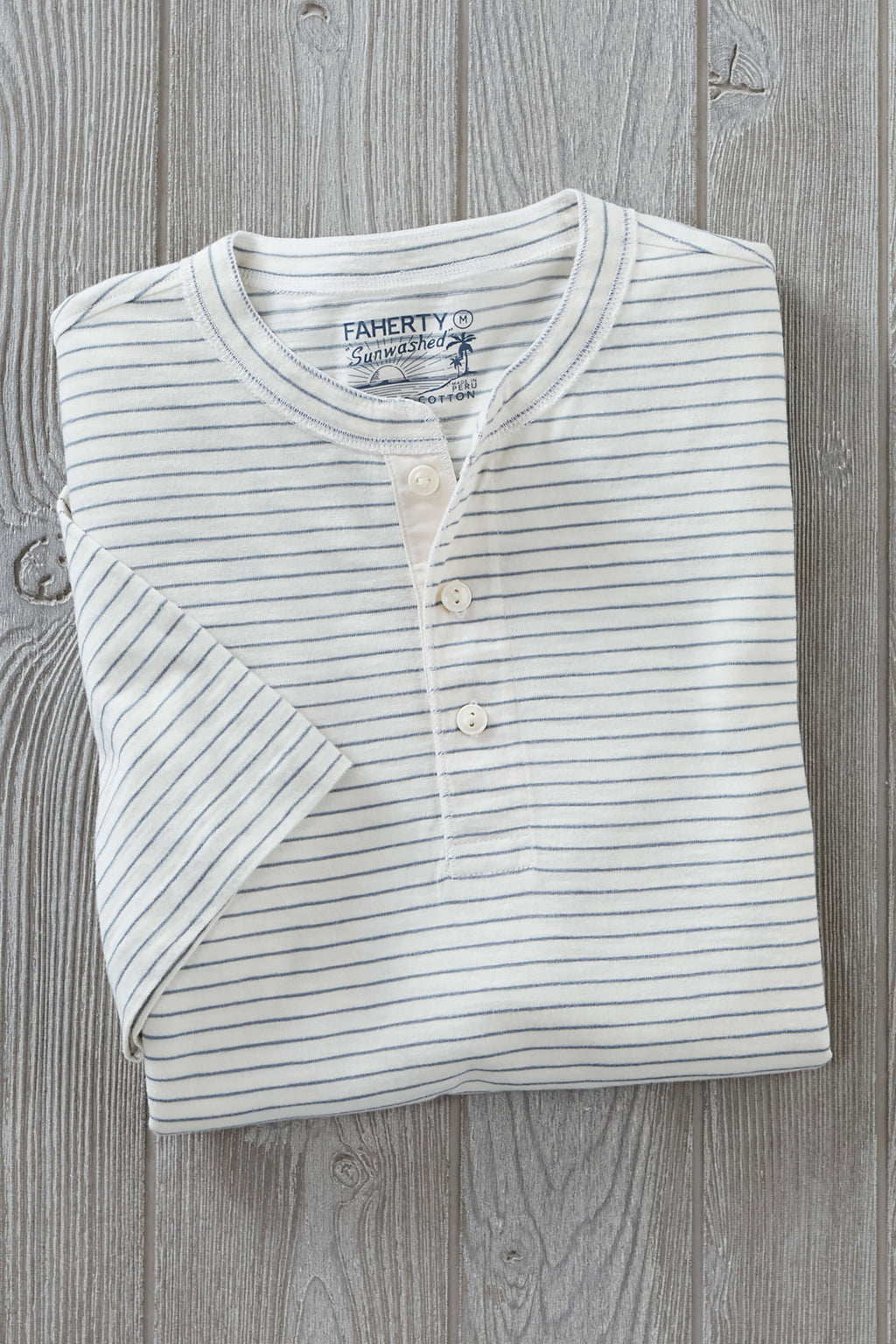 Faherty Short Sleeve Stripe Sunwashed Henley – Patrick James