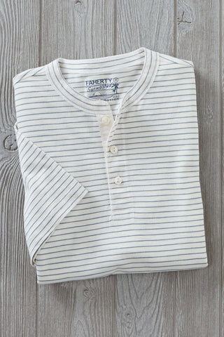 Faherty Short Sleeve Stripe Sunwashed Henley