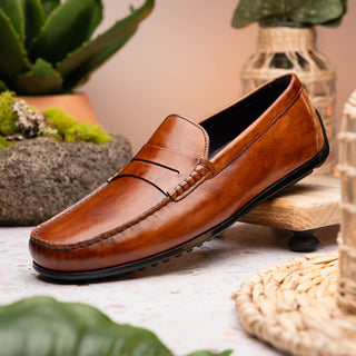MONZA Hand Burnished Italian Calfskin Driving Loafers