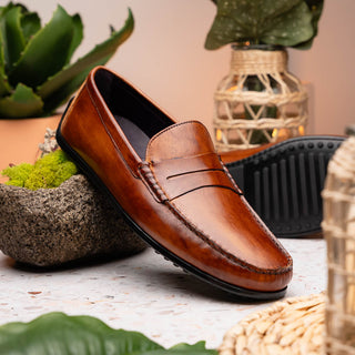 MONZA Hand Burnished Italian Calfskin Driving Loafers