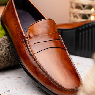 MONZA Hand Burnished Italian Calfskin Driving Loafers