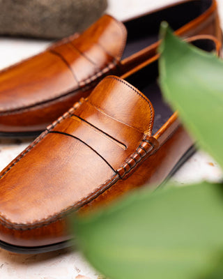 MONZA Hand Burnished Italian Calfskin Driving Loafers