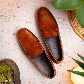 MONZA Hand Burnished Italian Calfskin Driving Loafers