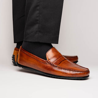 MONZA Hand Burnished Italian Calfskin Driving Loafers