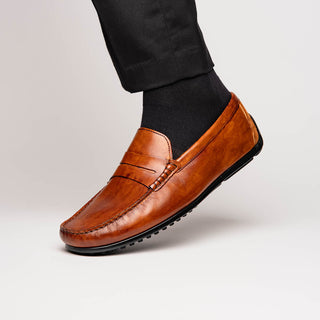 MONZA Hand Burnished Italian Calfskin Driving Loafers