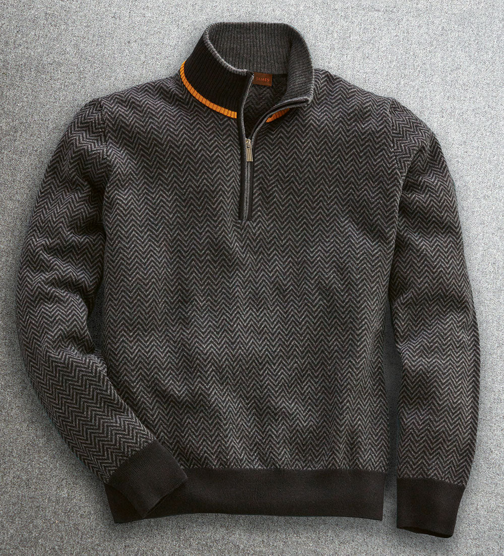 Patrick James Herringbone Jacquard Sweater