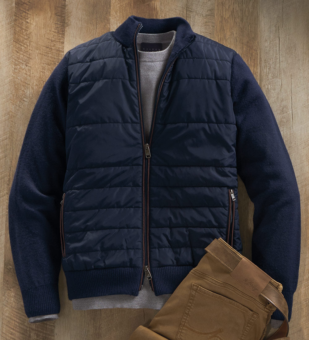 Mens quilted 2025 sweater jacket