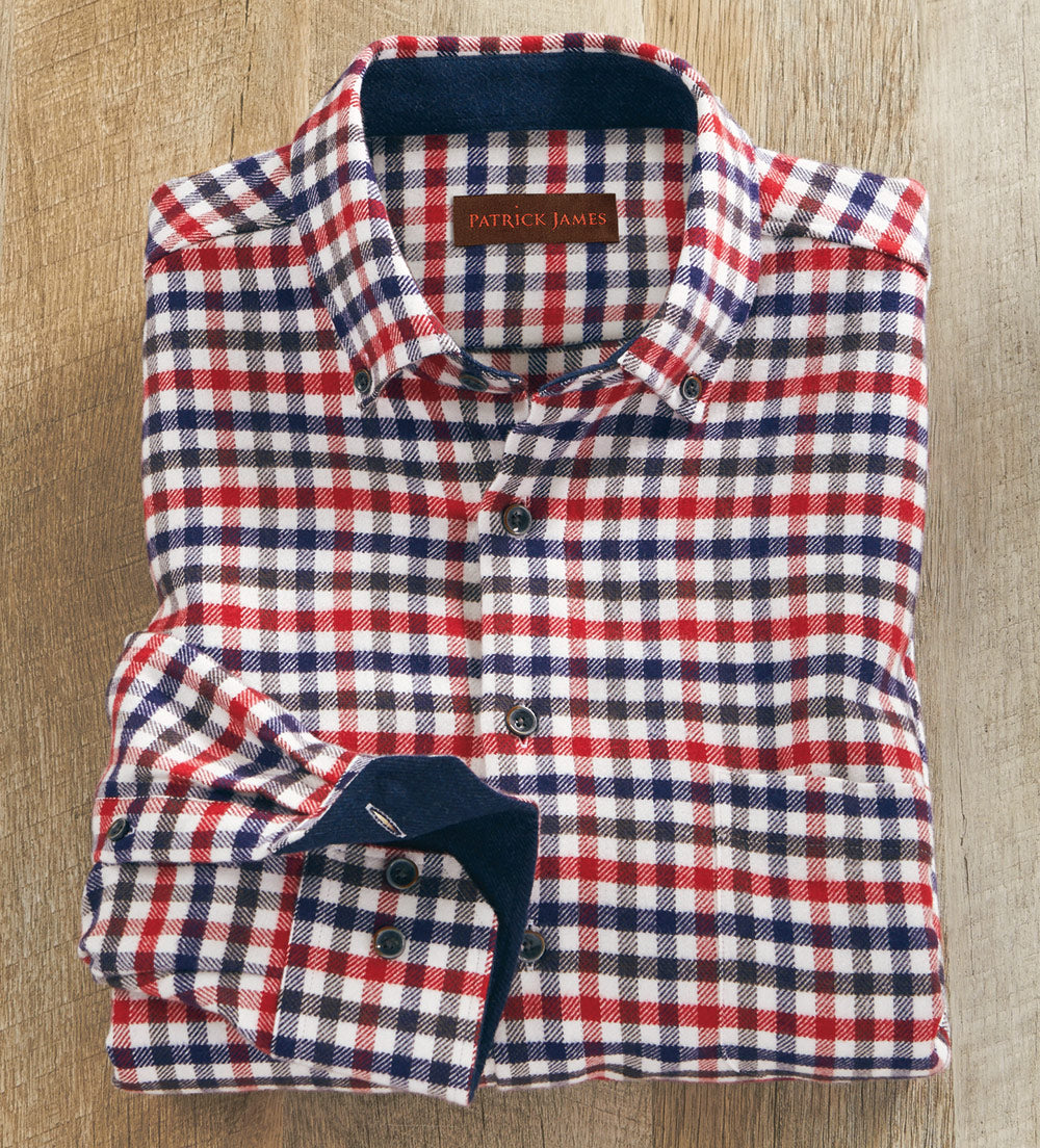 Patrick James Check Flannel Long Sleeve Sport Shirt
