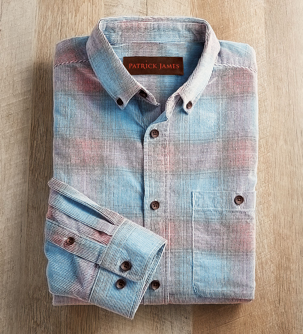 Patrick James Long Sleeve Cord Plaid Shirt