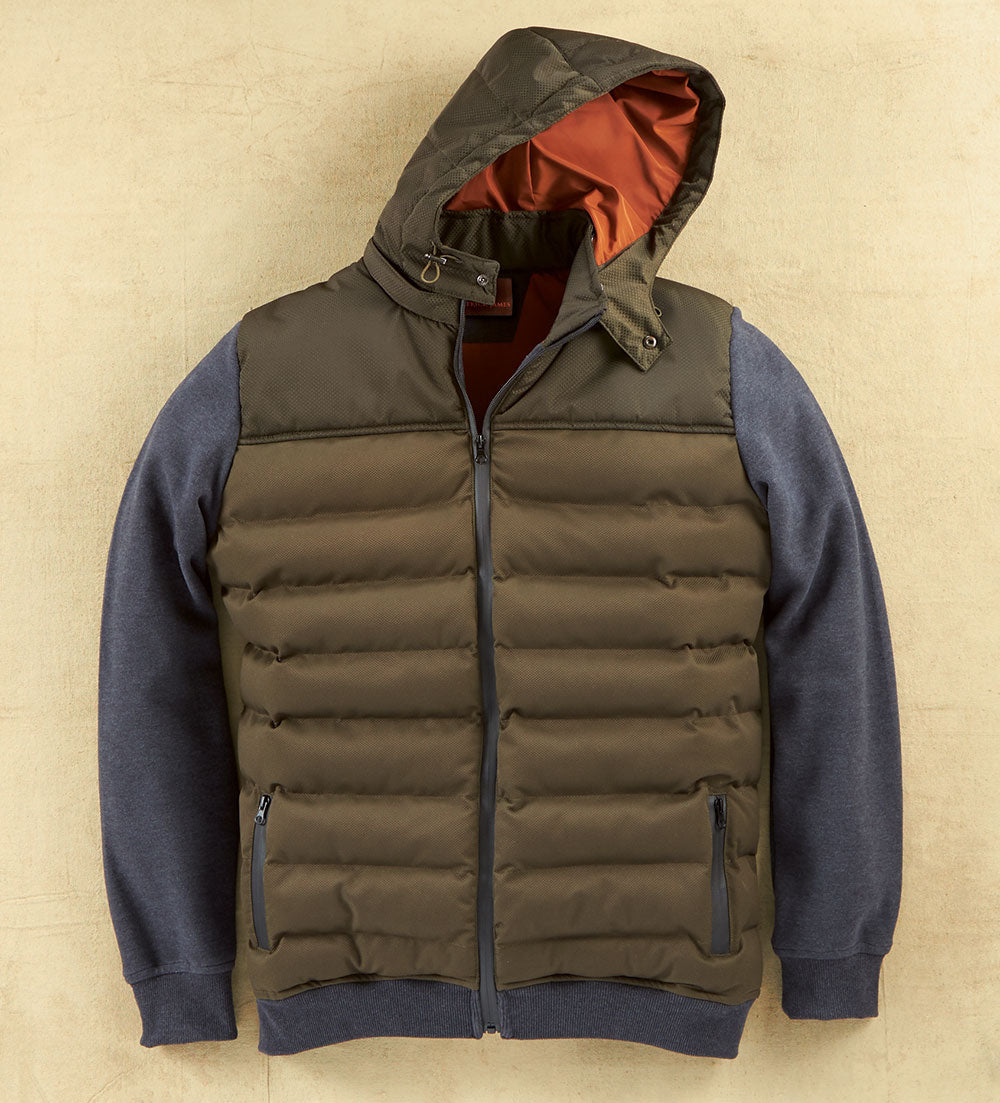 Patrick James Mixed Media Hooded Quilted Jacket