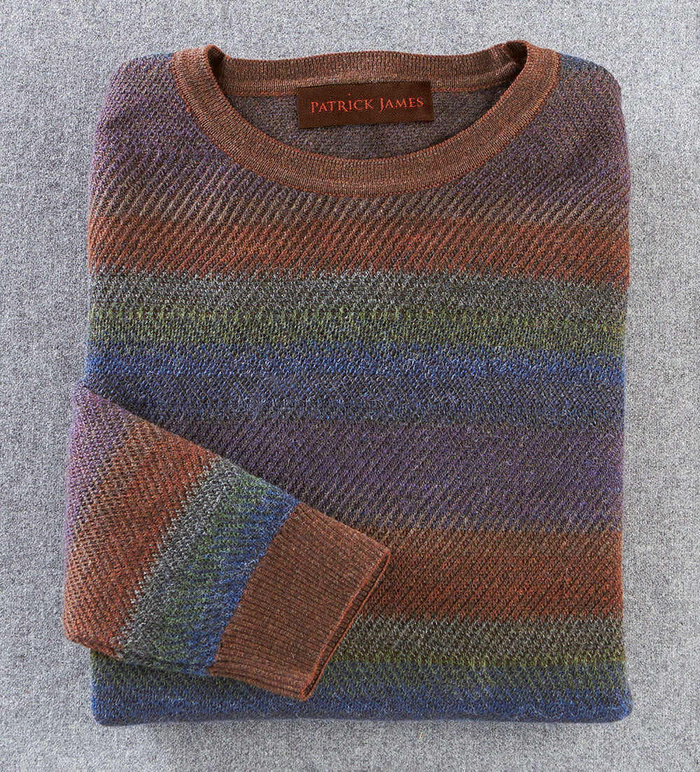 Patrick James Textured Stripe Crew Sweater