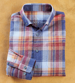 Patrick James Plaid Flannel Long Sleeve Sport Shirt