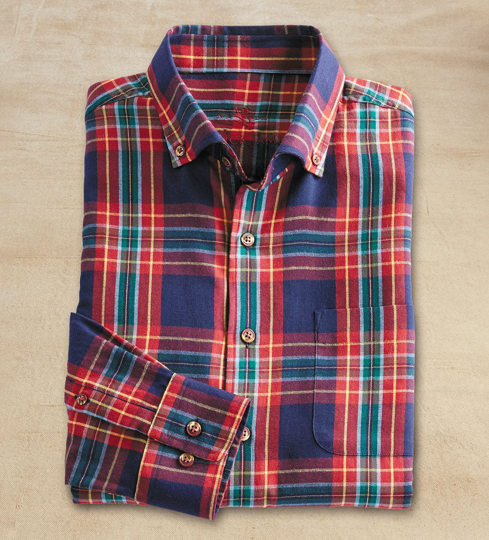 Patrick James Plaid Flannel Long Sleeve Sport Shirt