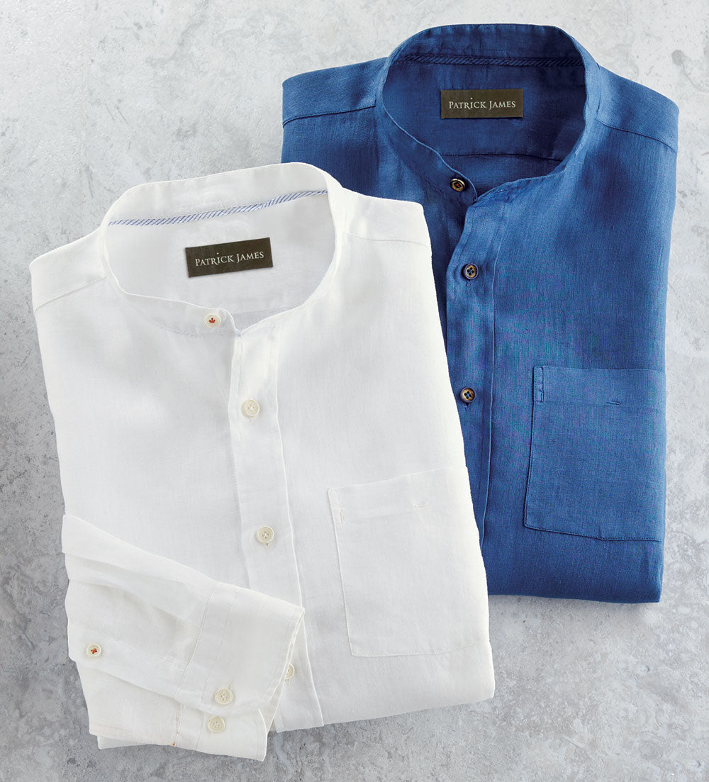 Men's Patrick James Banded Collar Shirt, White, XXL Men's Patrick James Banded Collar Shirt, White, XXL