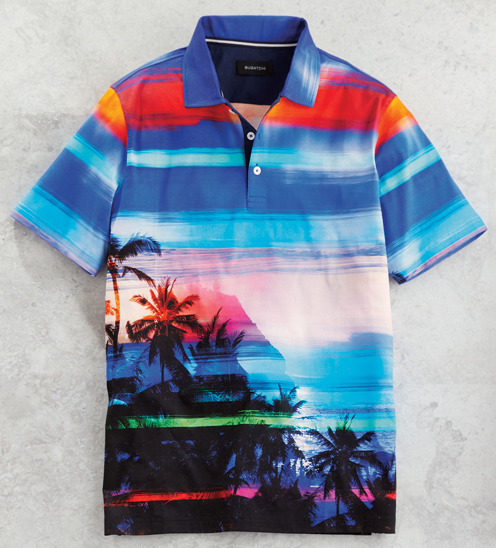 Bugatchi Rainbow Sunset Short Sleeve Polo Shirt