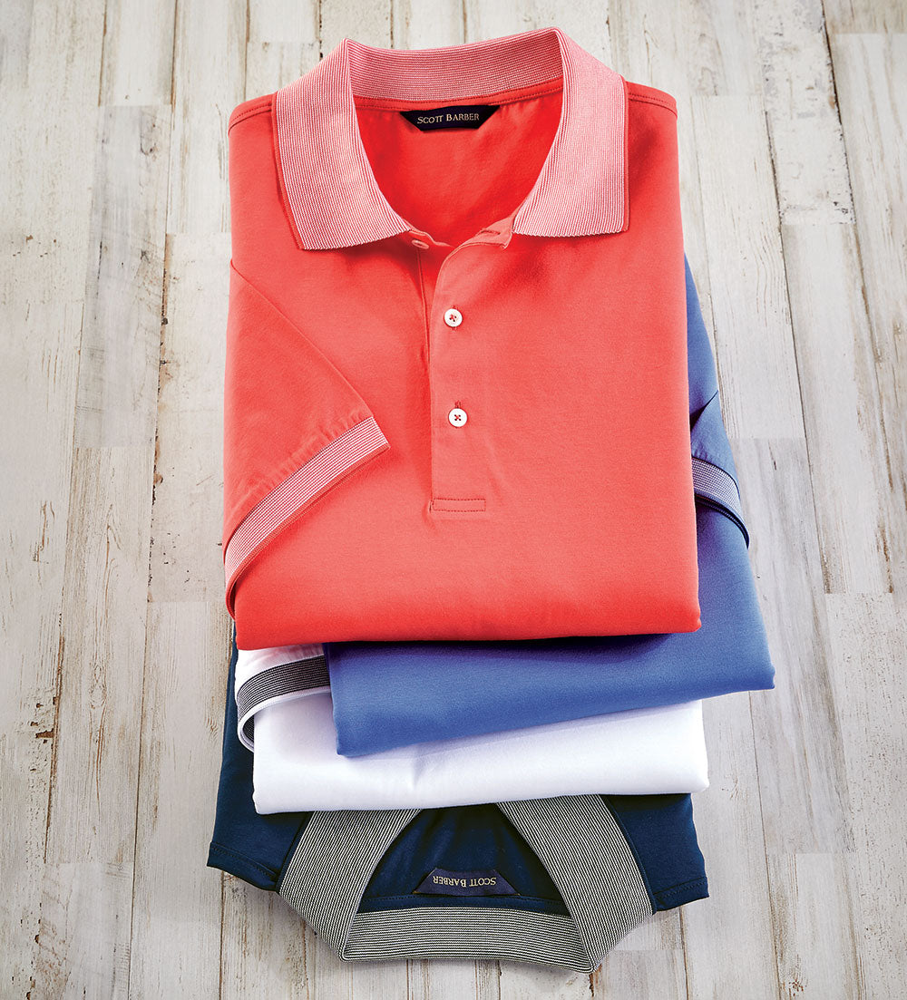Scott Barber Three-Button Short Sleeve Polo Shirt
