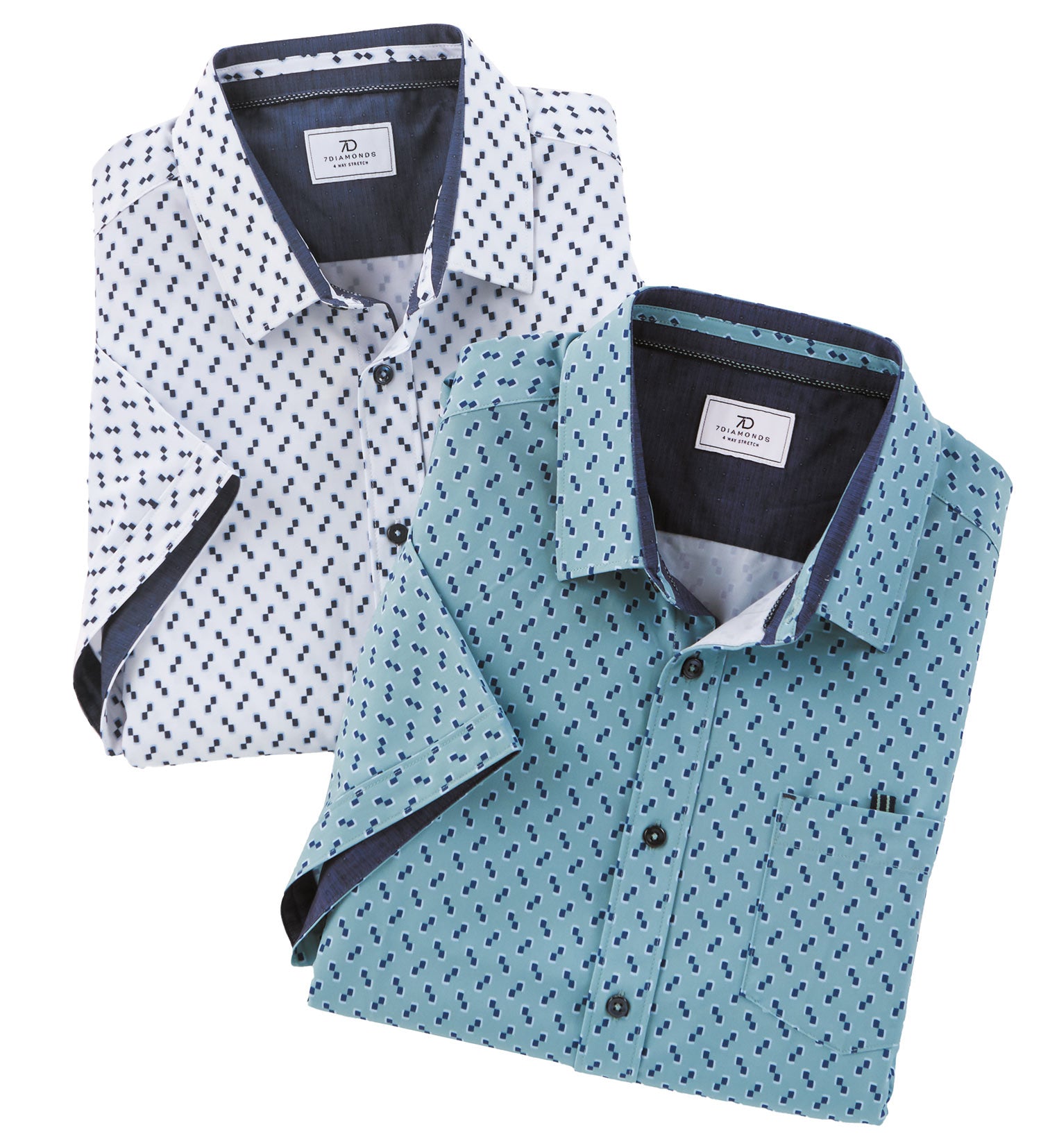 7 diamonds dress shirt 7DIAMONDS Men's Grant Short Sleeve Shirt in Navy | Size Small