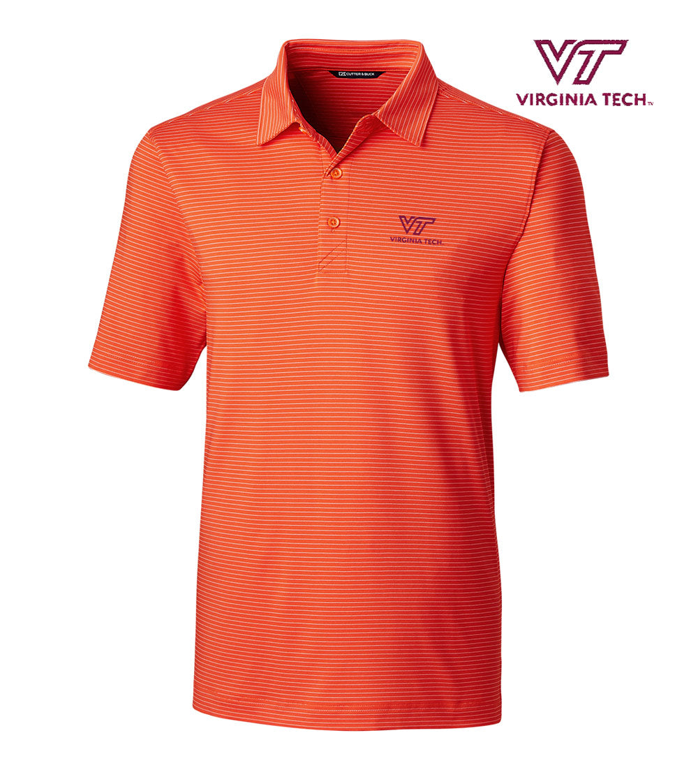 Cutter & Buck Virginia Tech Stripe Short Sleeve Polo
