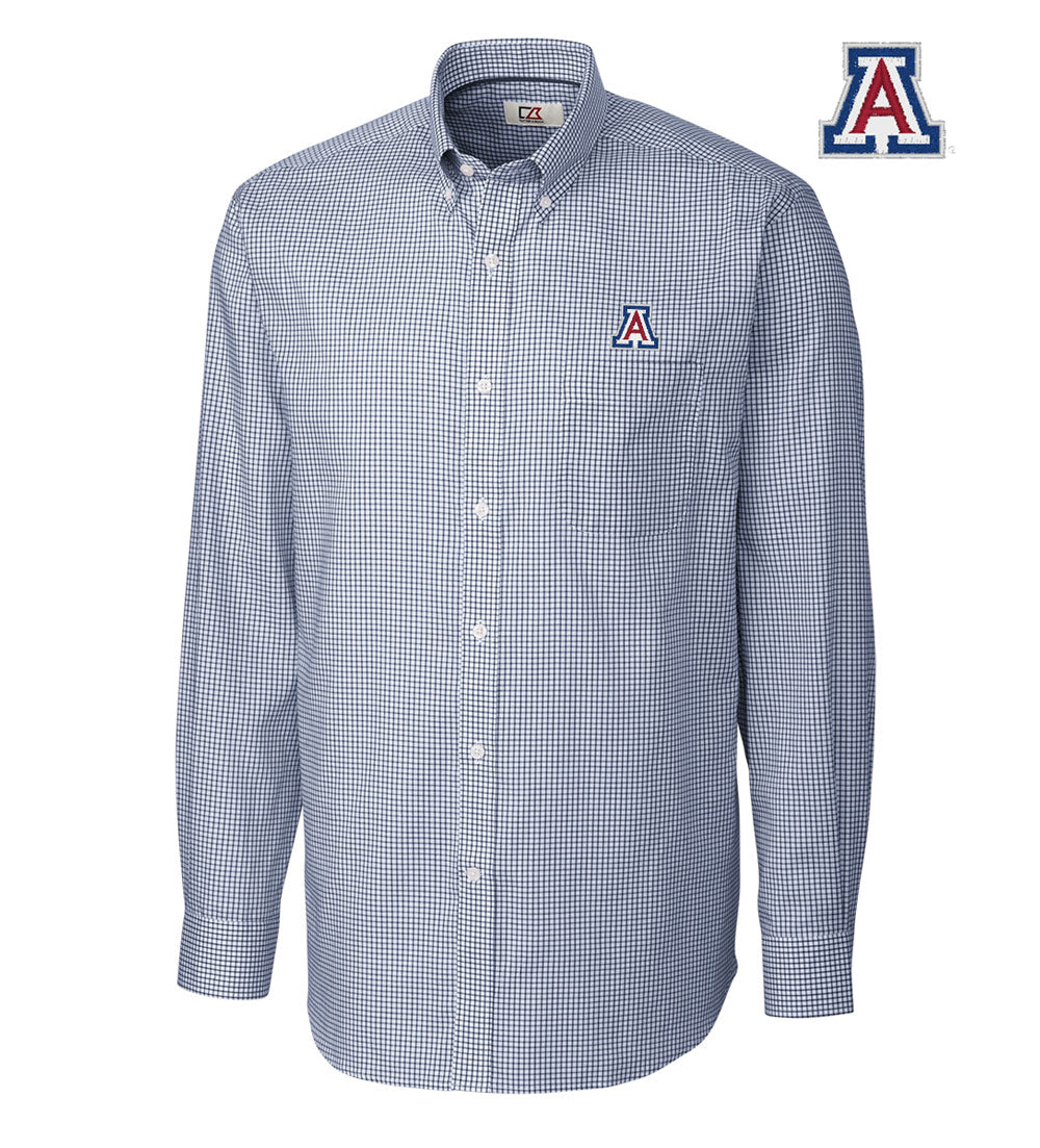 Cutter & Buck University of Arizona Tattersall Long Sleeve Sport Shirt
