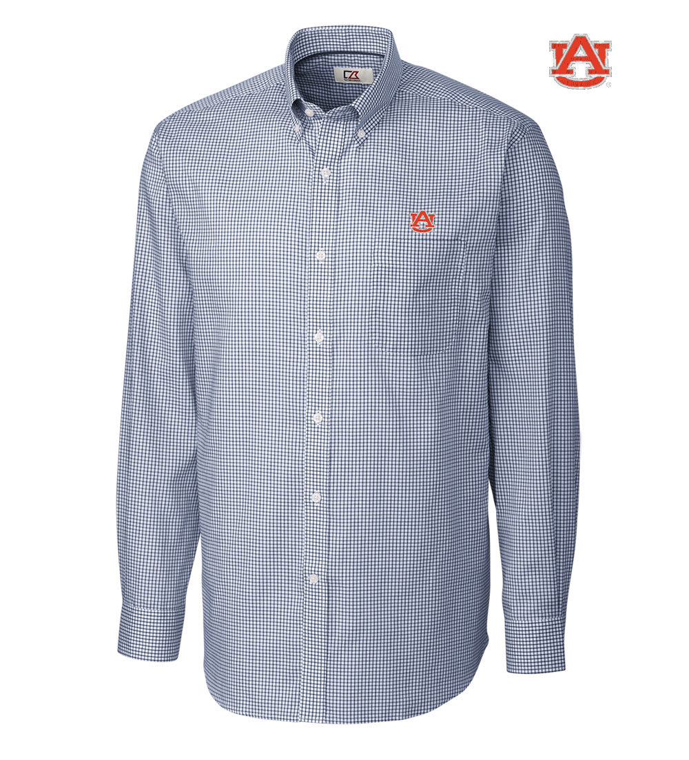 Cutter & Buck Auburn University Tattersall Long Sleeve Sport Shirt