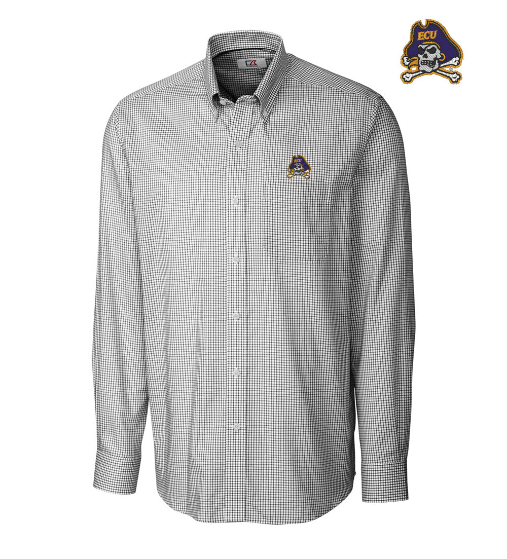 Cutter & Buck East Carolina University Tattersall Long Sleeve Sport Shirt